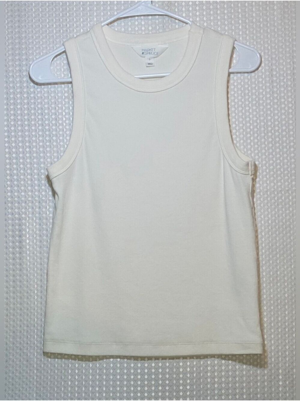 Market & Spruce White Ribbed Muscle Tank Top Large - Picture 3 of 12